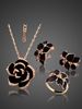 Women's Jewelry Set Three Piece Set Black Rose Earrings Necklace Bracelet Wedding Set_ipsvogv.com