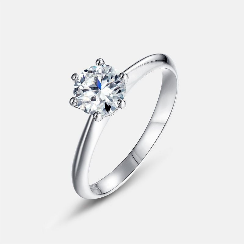 Classic Six Claw Inlaid Moissanite Ring Female S925 Silver Inlaid 1ct Moissanite Diamond Ring Simple_ipsvogv.com