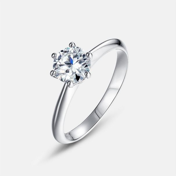 Classic Six Claw Inlaid Moissanite Ring Female S925 Silver Inlaid 1ct Moissanite Diamond Ring Simple_ipsvogv.com