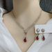 Wedding Zircon Droplet Pendant Bride's Water Diamond Silver Plated Wedding Accessory Necklace, Earring Set, Collarbone_ipsvogv.com