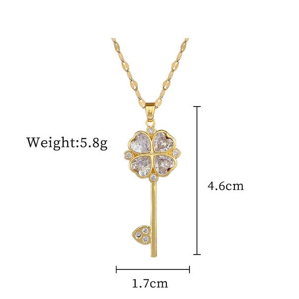 Steel 【 Titanium 】 Flower Key Light Luxury Temperament Gorgeous Full Diamond Necklace Women's Versatile Collarbone 【 】 【 】 【 】_ipsvogv.com