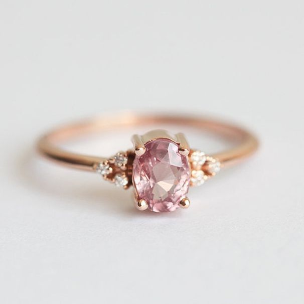 New Copper Jewelry Pink Zircon Princess Goose Egg Diamond Engagement Ring_ipsvogv.com