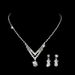 Bridal Jewelry Set - Silver Zircon Necklace & Earrings (Simple Heart Design, Elegant Wedding Accessories)_ipsvogv.com