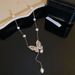【 5669 People Collection 】 Zircon Butterfly Freshwater Pearl Women's Collarbone Chain, Internet Famous Temperament,_ipsvogv.com