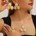Statement Jewelry Exaggerated Gold Texture Shell Flower Necklace Earrings Ring Set Decorations_ipsvogv.com