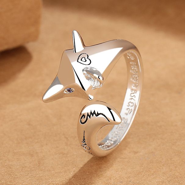 Buddha Brand Azanyou Cuban Fox For Women, Versatile Dyed Black Antique Design, Index Finger Adjustable Ring_ipsvogv.com