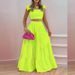 Women's Solid Color Mid-Waist Two Piece Set Sexy Strap Trendy Dress Spring/Summer Casual Ankle-Length Straight Skirt_ipsvogv.com