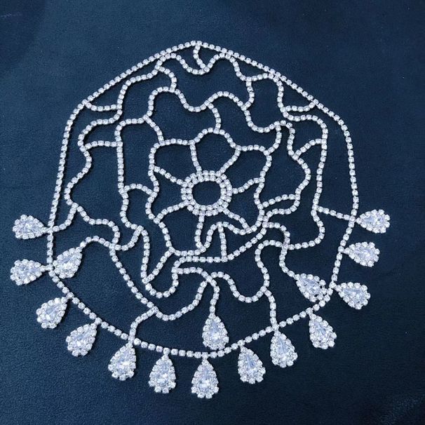 Fashion rhinestone forehead chain mesh water drop headband performance hair cap jewelry_ipsvogv.com
