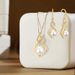 Geometric freshwater pearl earrings necklace set female sterling silver light luxury fashion clavicle chain jewelry_ipsvogv.com