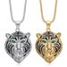 New Hot-Selling Hip-Hop Jewelry Stainless Steel Gold-Plated Full Diamond Red And Green Eye Tiger Head Pendant Necklace_ipsvogv.com