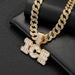 Glass Dia Letter ICE Pendant Niche Personality Cool Men's Versatile Jewelry Watch Buckle Necklace_ipsvogv.com