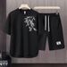 Men's Clothing 2024 Waffle Casual Summer Suit Men's Loose Teen Short sleeved T shirt Shorts Handsome Two piece Suit_ipsvogv.com