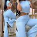 Women's clothing sexy round neck backless slim fit butt lift solid color bootcut jumpsuit sportswear_ipsvogv.com