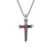 Men's Punk Style Cross Pendant Necklace - Red & Blue Braided Cord With Nail Design (Gothic Jewelry Edgy Layered Chain)_ipsvogv.com