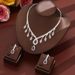 Women’s Jewelry Set Fashion Bridal Suits With Full Diamond Teardrop Shaped Diamond Necklace And Earrings Simple SuitsBridal Dress Accessories_ipsvogv.com