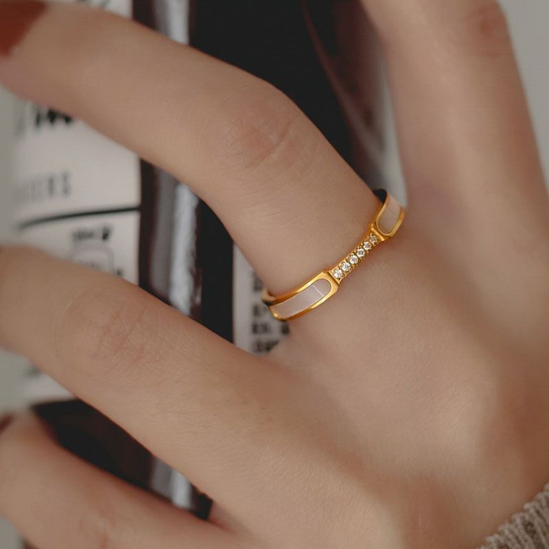 Women's ring diamond diamond titanium steel ring tide match not fade ring_ipsvogv.com