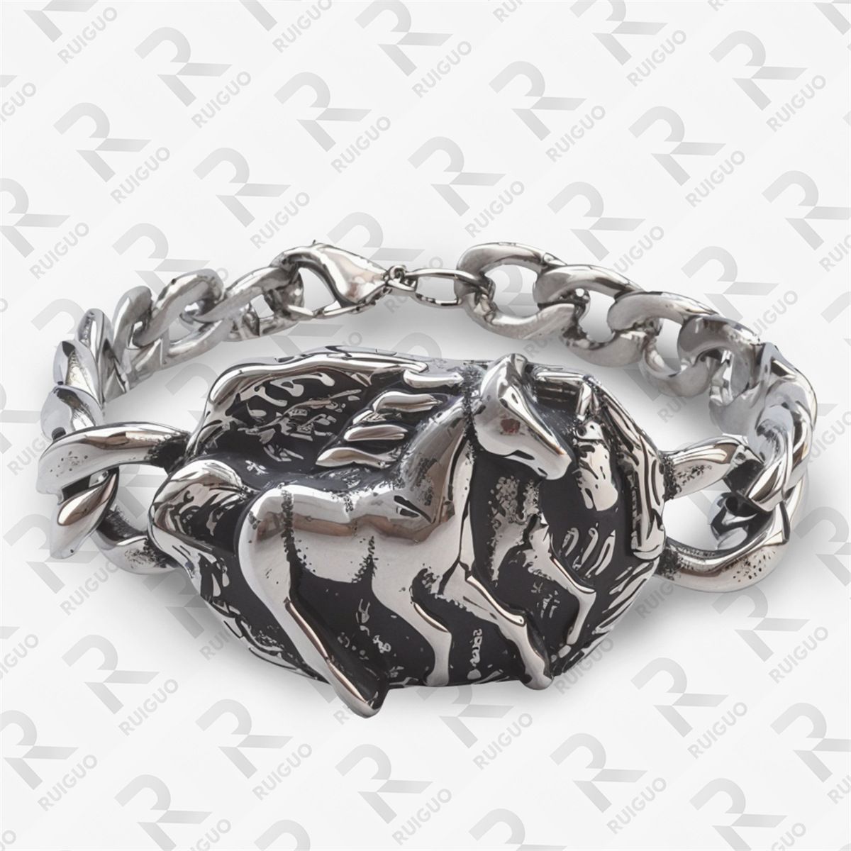 Domineering Style Men's Stainless Steel Temple Cross Halloween Cuban Bracelet Punk Jewelry_ipsvogv.com