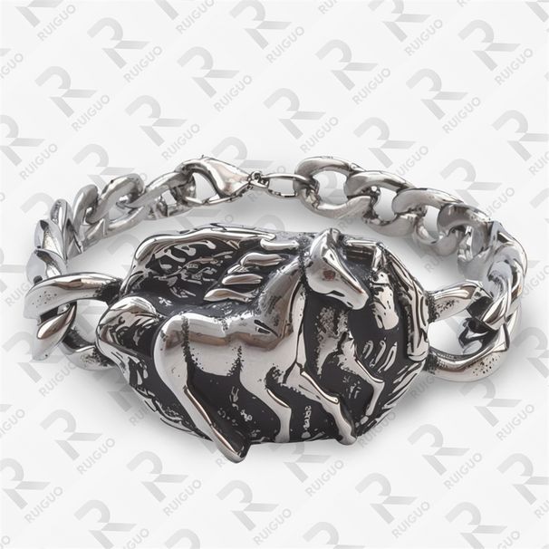 Domineering Style Men's Stainless Steel Temple Cross Halloween Cuban Bracelet Punk Jewelry_ipsvogv.com