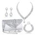 Light luxury water drop pendant zircon necklace earrings rhinestone 4 piece set evening bag bride wedding dress accessories_ipsvogv.com