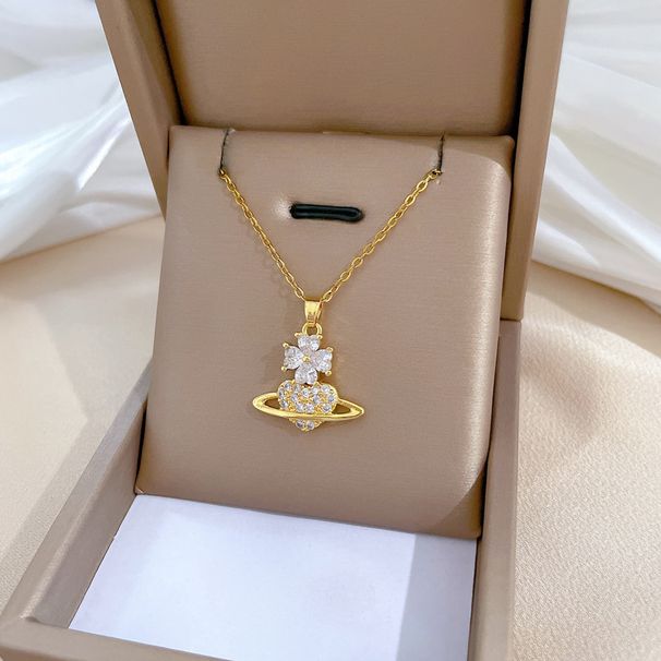 】 Flower 【 Planet Light Luxury Charm Gorgeous Full Diamond Necklace Female Internet Celebrity Versatile Clavicle 【 】 【 】 【 】_ipsvogv.com