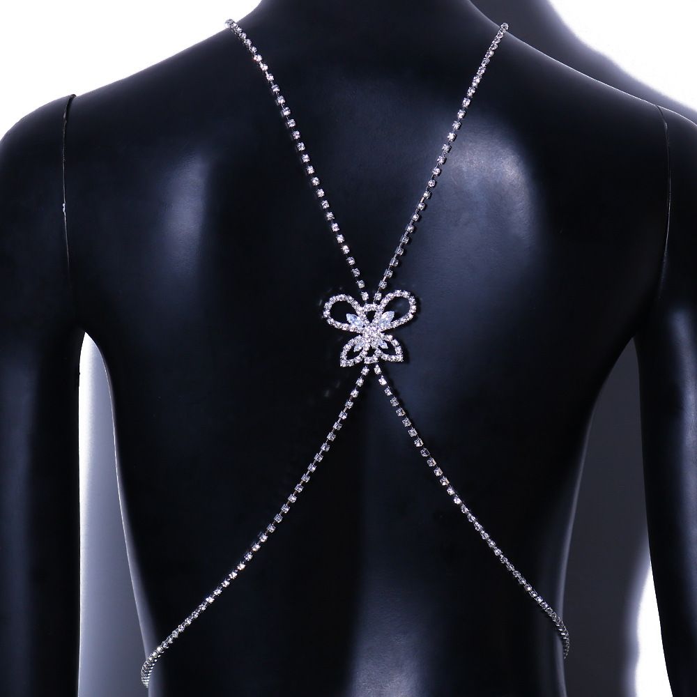 jewelry sexy butterfly rhinestone Back chain cross wedding full diamond body chain Back chain_ipsvogv.com
