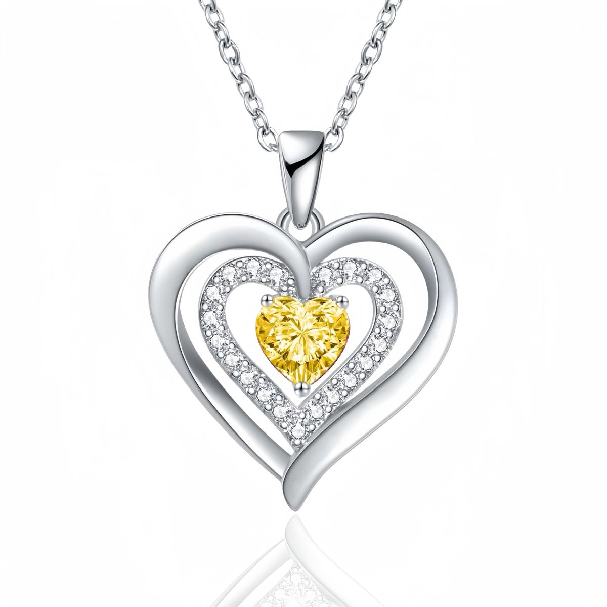 Women’s Jewelry Set Fashion hot selling love necklace for women fashion diamond heart shaped pendant clavicle chain Valentine's Day gift_ipsvogv.com