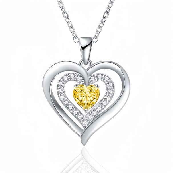 Women’s Jewelry Set Fashion hot selling love necklace for women fashion diamond heart shaped pendant clavicle chain Valentine's Day gift_ipsvogv.com
