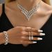 V-SHINE - Diamond Bridal Jewelry Set (V-Shaped Necklace & Earrings, Luxury Bridal Accessories)_ipsvogv.com