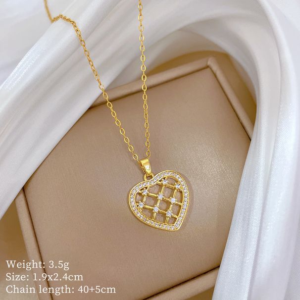 Heartfelt 【 】 Zircon Light Luxury Charm Gorgeous Full Diamond Necklace Women's Versatile Clavicle Titanium Steel Chain 【 】_ipsvogv.com