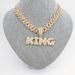 Rap Singer Same Letter KING Geometric Full Diamond Hip Hop Pendant Necklace_ipsvogv.com