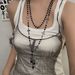 Gothic Punk Style Black Cross Beaded Necklace Women's Long Sweater Chain Niche Design Sweater Chain Accessories_ipsvogv.com