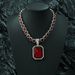 Unisex New Hot Sale Red Gem Alloy Pendant Sugar Cube Red Gem Cuban Chain Hip Hop Trend Couple Necklace_ipsvogv.com