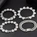 Hip Hop Gold And Silver Inlaid Bracelet Set Full Diamond Heart Round Square Cuban Chain_ipsvogv.com