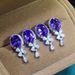 Cao Shi's Brilliant Amethyst Fashionable Versatile, Simple And Short, Light Luxury Earrings, Net Red Jewelry_ipsvogv.com
