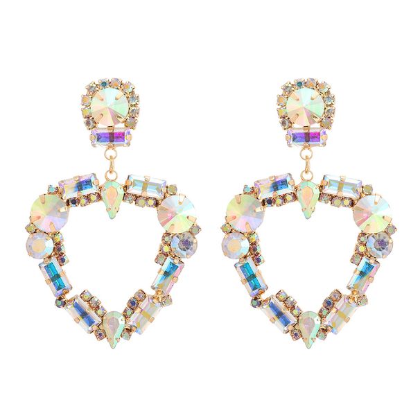Stud Earrings Large Heart Pendant Earrings Temperament Shiny Diamond Glass Jewelry Earrings_ipsvogv.com