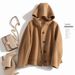 Women's Clothing quality double sided wool coat with hood and short button for women_ipsvogv.com
