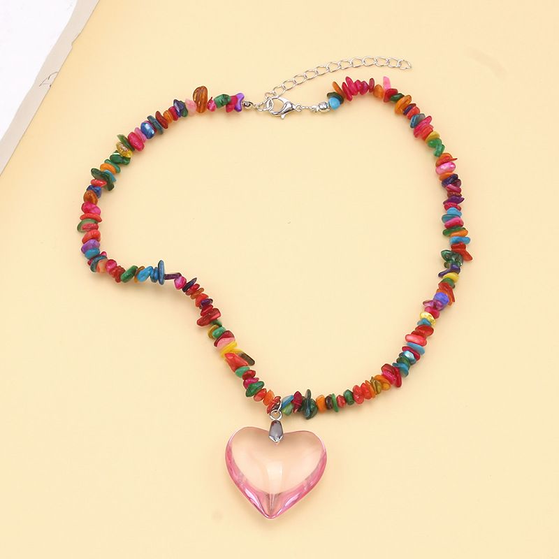 Colorful Natural Stone Necklace Fashion Simple Personality Ins Style Love Xiang Jewelry_ipsvogv.com