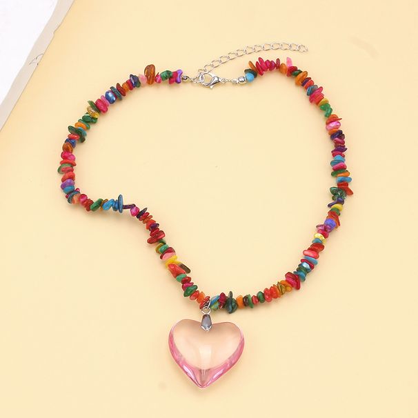 Colorful Natural Stone Necklace Fashion Simple Personality Ins Style Love Xiang Jewelry_ipsvogv.com