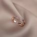Titanium Steel Rose Gold Cross Zircon For Women's Fashion, Individuality, Light Luxury, High-end, Adjustable Opening,_ipsvogv.com