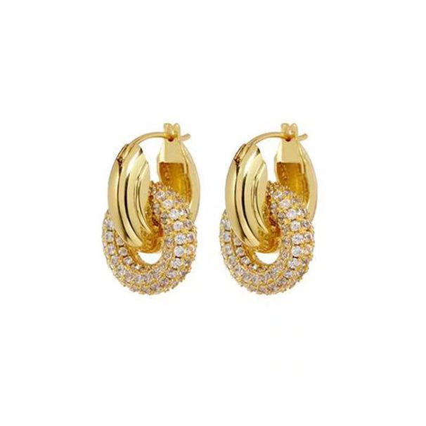 Women's Jewelry Metal Lock Copper Micro Inlaid Earrings Plated With Real Gold Light Luxury High End Zircon Ear Jewelry_ipsvogv.com