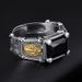 ring, Inlaid With Vintage Men's Trendy Black Stone, Men's Personalized And Fashionable Punk Ring , Stone,_ipsvogv.com