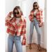 Women's Clothing New 2024 Fashion Suit Collar Plaid Printed Wool Coat_ipsvogv.com