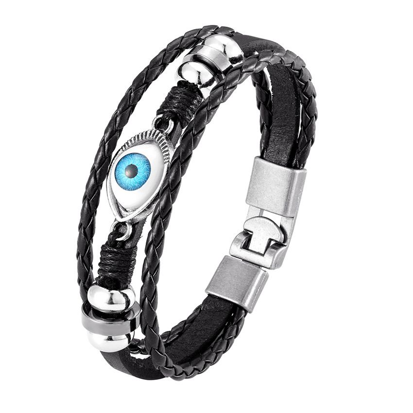 Hot selling multi-layer bead devil's eye bracelet, buckle leather bracelet_ipsvogv.com