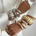 Metallic Style Pleated Hug Open Bracelet Exaggerated Geometric Smooth Diamond Inlaid Bracelet For Women_ipsvogv.com