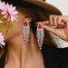 Women’s Jewelry Set Fashion Catwalk Style Exaggerated Gem Rhinestone Water Drop Tassel Earrings Ear Studs Suitable For Ladies To Wear At Party Dinners_ipsvogv.com