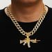 hot Selling New Diamond Studded Gun Style Jewelry Alloy Simulation AK Weapon Model Hip-hop Men's Necklace_ipsvogv.com