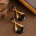 Fashionable Atmospheric Diamond Inlaid Enamel Geometric For Women With Elegant Temperament And High-end Silver Needle_ipsvogv.com
