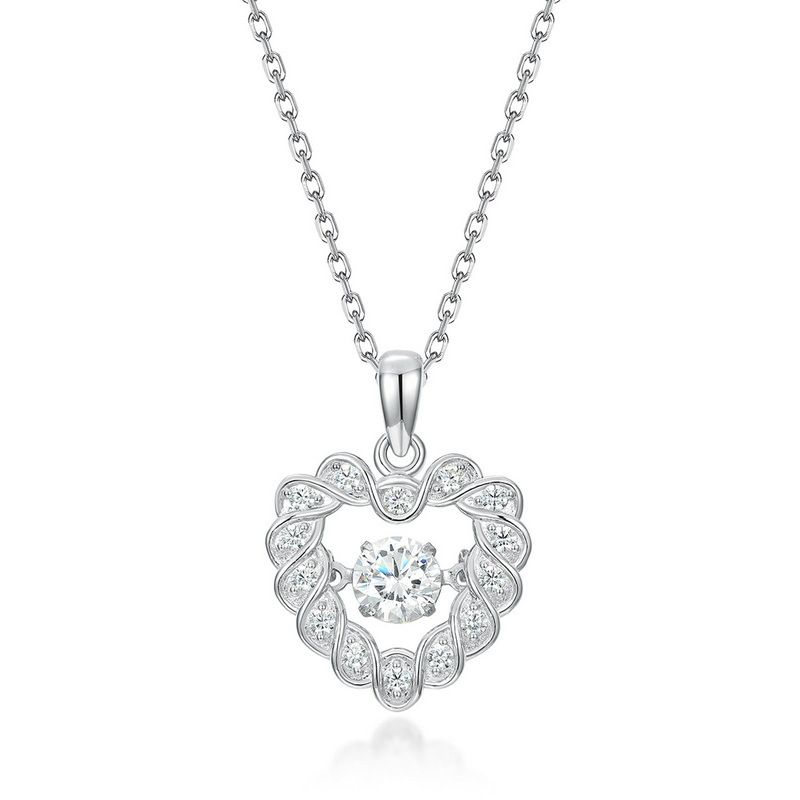smart Love Moissanite Pendant S925 Silver Inlaid Brilliant Moissanite Clavicle Pendant Light Luxury Fashion_ipsvogv.com