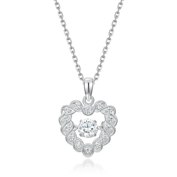 smart Love Moissanite Pendant S925 Silver Inlaid Brilliant Moissanite Clavicle Pendant Light Luxury Fashion_ipsvogv.com