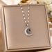 A Hundred Language Projection, I Love You. Titanium Steel Necklace, Women's Micro Inlaid With Diamonds, Moon, Collarbone_ipsvogv.com